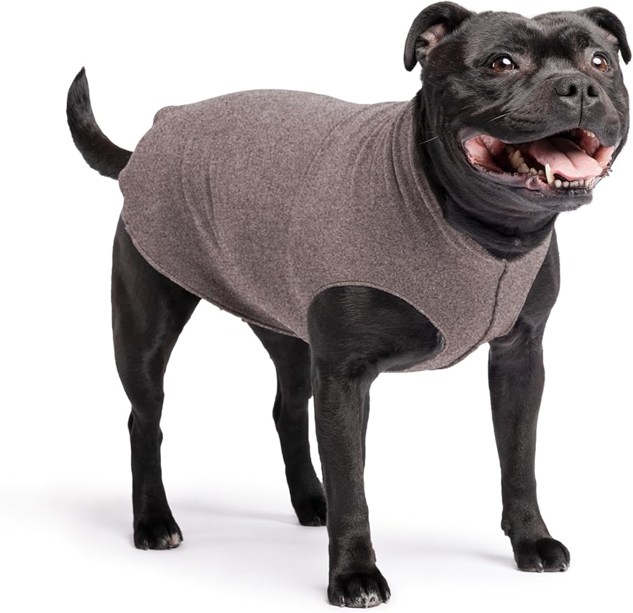 Stretch Fleece Dog Coat, Stretchy Pet Sweater, Machine Washable Pullover for Winter and Fall, Charcoal, 16