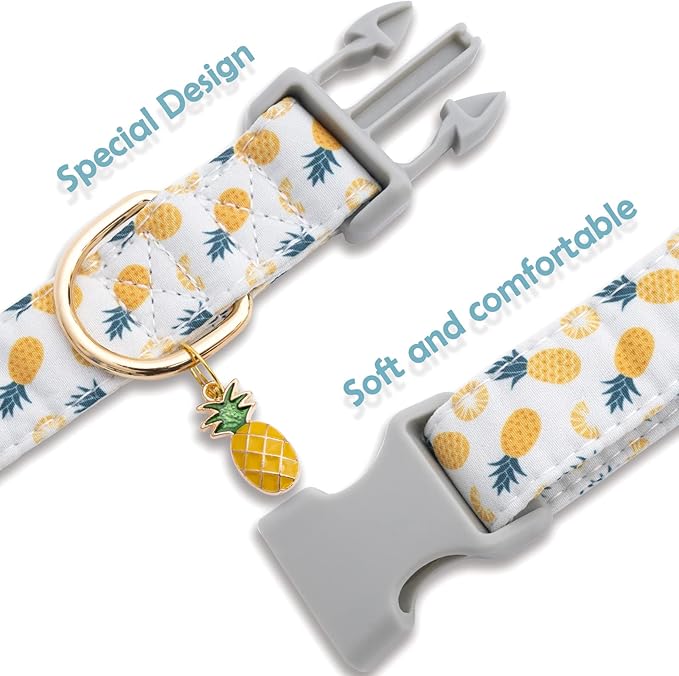 Faygarsle Cute Dog Collar for Girls Boy Dogs Soft Fancy Pet Collar with Pineapple Design Ideal Pink Summer Dog Collar for Small Medium Large Dogs XS