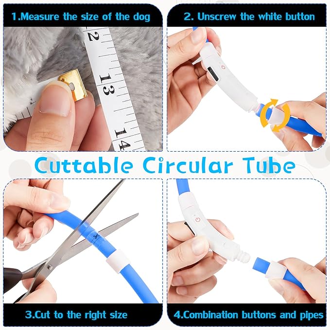 Weewooday 3 Pcs Dog Collar LED USB Rechargeable Lights Dog Necklace Collars Doggy Lights for Night Walking Adjustable Safety Lamp Pet Collars for Large Medium Small Puppy Pet(Blue,Classic Style)