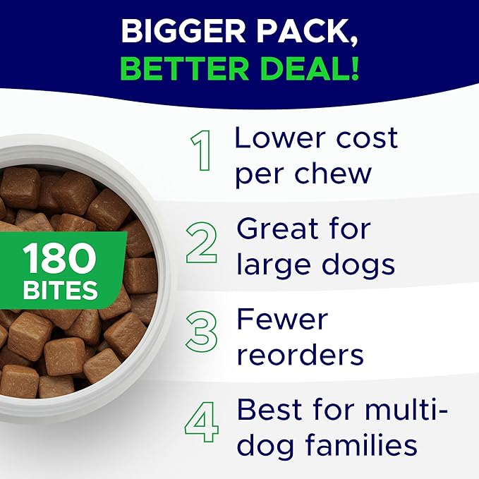 Glucosamine for Dogs Hip & Joint Supplement - Chondroitin, Omega-3, MSM - Joint Health & Pain Relief - Senior & Large Dogs - Made in USA - 180 Mobility Chews