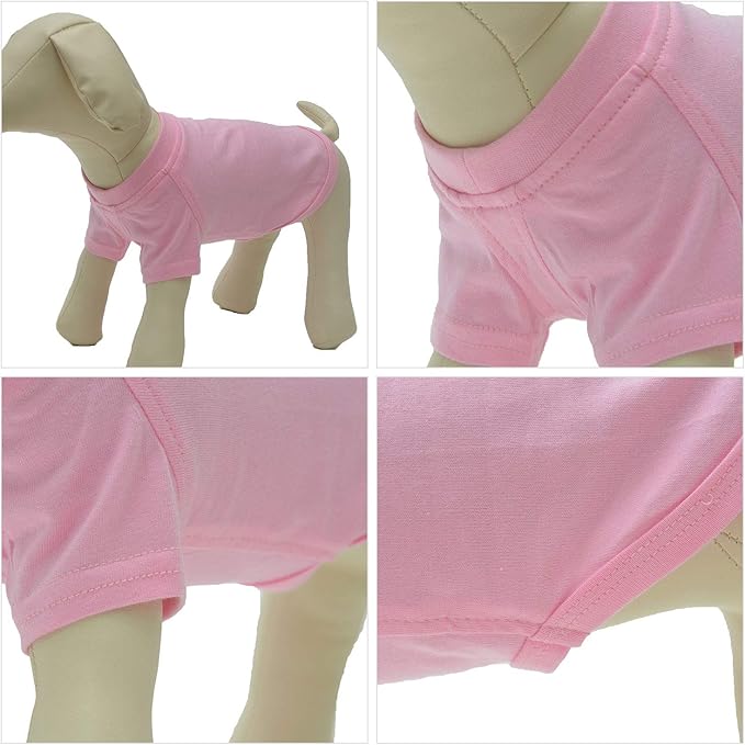 Lovelonglong Pet Clothing Dog Costumes Basic Blank T-Shirt Tee Shirts for Small Dogs Pink L
