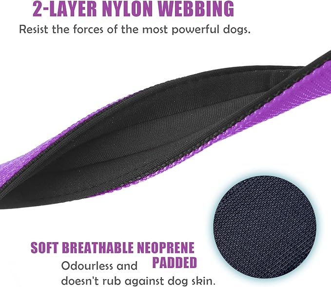 Heavy Duty Tactical Dog Collar - 1.5" Width Military Durable Thick Nylon with Adjustable Metal D Ring & Buckle Working Training K9 Collar for Medium Large Dogs (M(17"-20"), Purple)