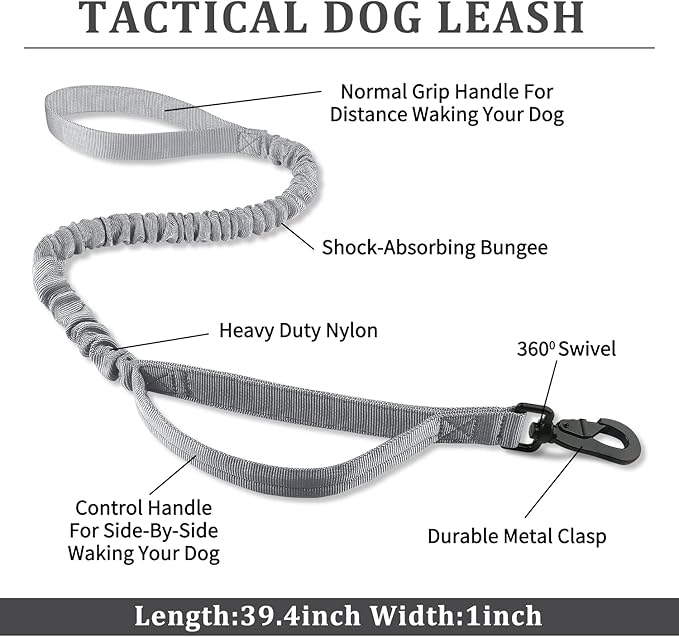 COOYOO Tactical Dog Collar Set, Adjustable Military Nylon Collar with Control Handle and Heavy Metal Buckle for Medium and Large Dogs