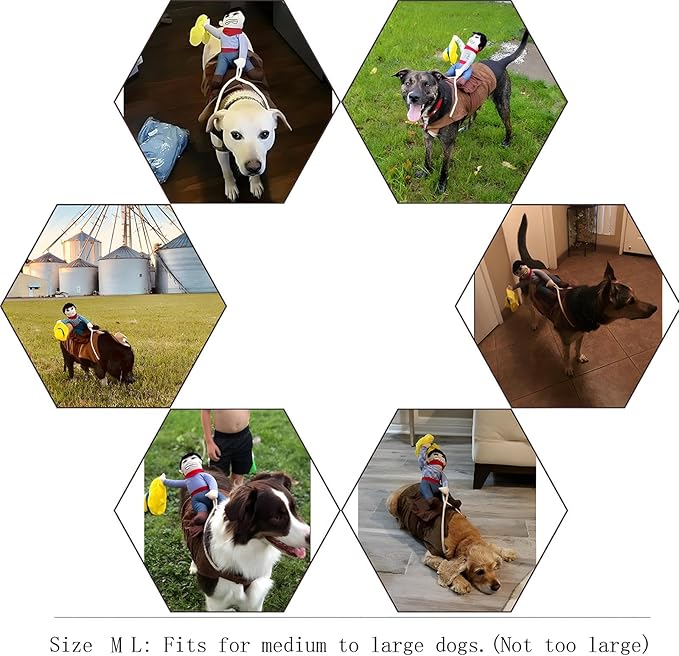 NACOCO Cowboy Rider Dog Costume for Dogs Clothes Knight Style with Doll and Hat for Halloween Day Pet Costume (M)