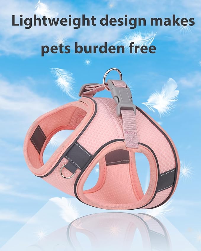 Dog Harness and Leash Set - Medium and Small Dog, Puppy, Vest Style - Peach