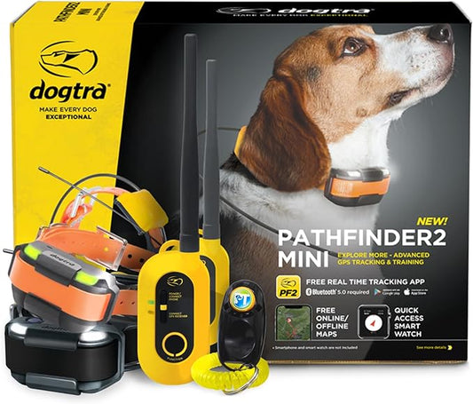 Dogtra Pathfinder2 Mini - 4 Mile GPS Tracker 2 Dog Hunting Training Collar with Remote, Rechargeable, GEO Fence E-Fence Training Collar for Small Medium Large Sport Hunting Dogs - Electric Collar