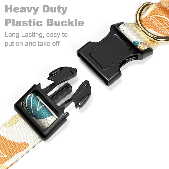 Rnivvi Dog Collar, Personalized Adjustable Dog Collars for Medium Dogs, Cute Boho Puppy Collar for Boy and Girl Dogs, Soft Pet Collar with Quick Release Buckle for Walking Running, Abstract Leaves