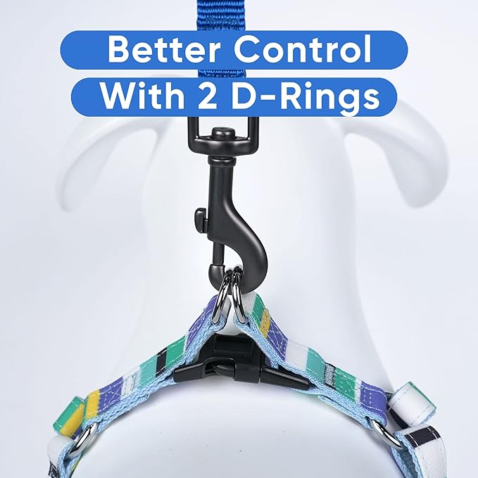 Pawtitas Pet Adjustable Solid Color Step in Puppy/Dog Harness 6 feet Matching Collar and Harness Sold Separately Extra Small Blue/Teal/Yellow Multicolor