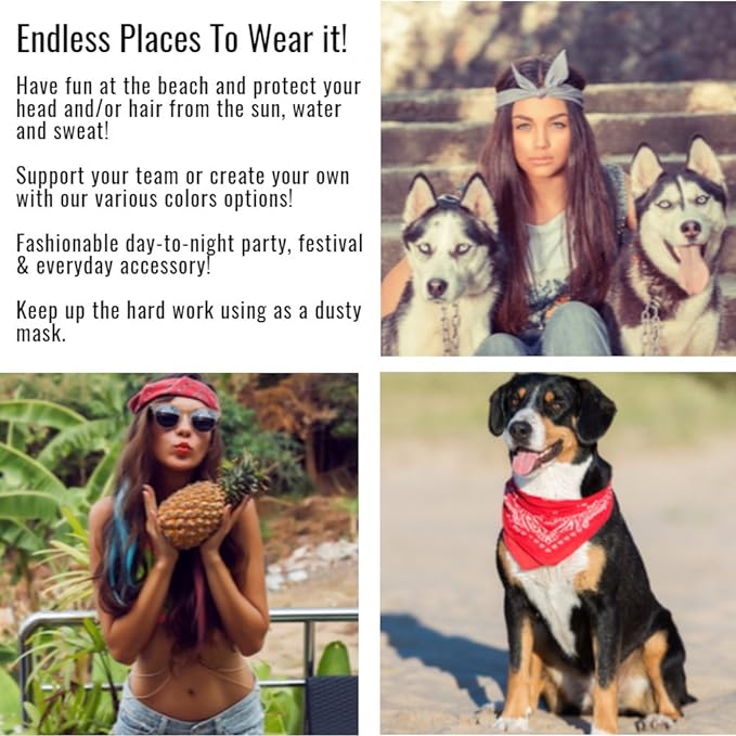 5 Pack Mechaly Dog Bandana Neck Scarf Paisley Cotton Bandanas - Any Pets (Pink)