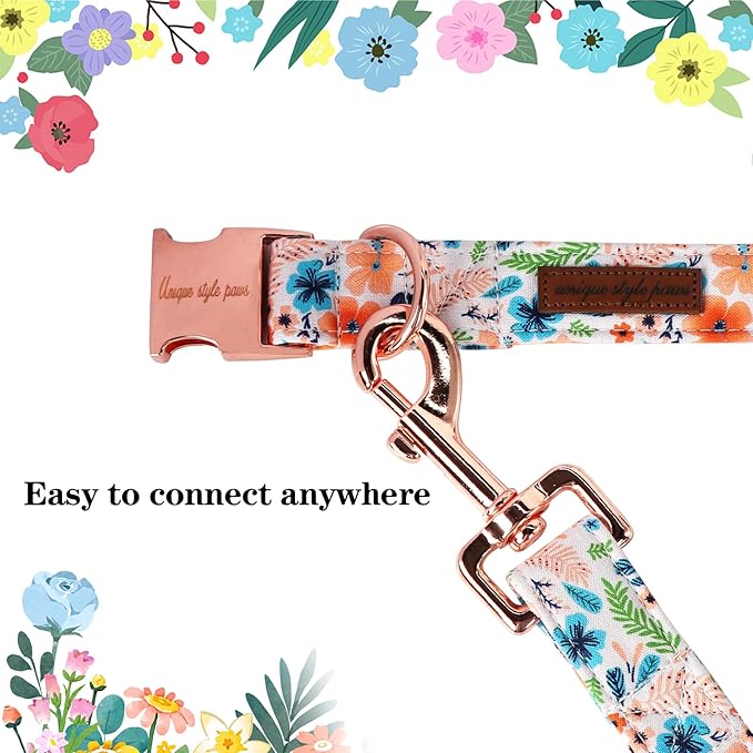 Unique Style Paws Cotton Dog Collar with Bow Floral Plaid Colorful Dog Collar with Bow Tie for Small Medium Large Dogs Pets Gifts