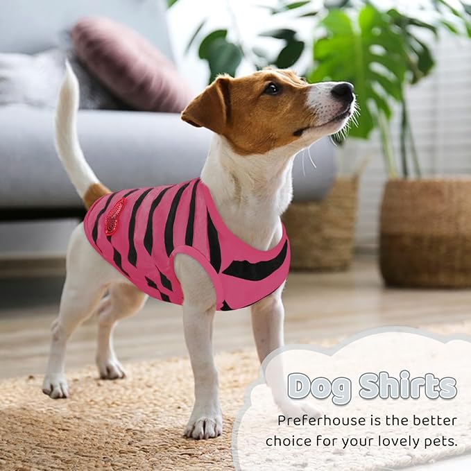 Dog Shirts for Large Dogs Cats, Dog Striped T-Shirts Dog Vest Pet Apparel Tee Shirts Spring Summer Suitable for Small and Medium Large Pets French Bulldog Bichon, Rose XL