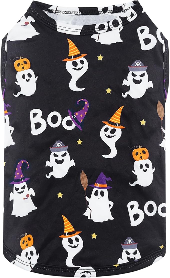 CuteBone Halloween Dog Shirts 2-Pack Soft Pet Clothes Breathable Summer Vest for Small Puppy and Stretchy Cat Apparel 2BX22XS