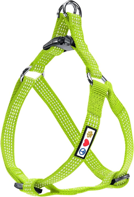 Pawtitas Medium Dog Harness - Adjustable, Reflective, Step-in Vest for Senior Dogs and Puppies - Green, Size S