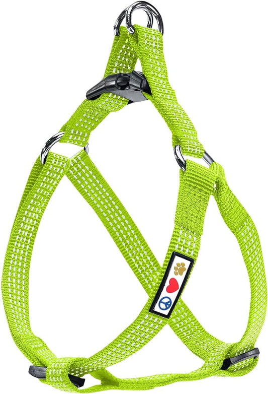 Pawtitas Extra Small Dog Harness - Green, Reflective, Adjustable Step-in Harness for Senior Dogs to Puppies
