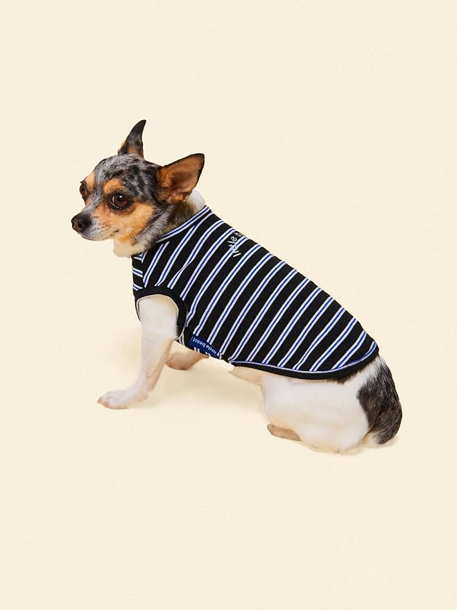 Little Beast Sleeveless Shirts for Dogs/Cats, Tank Tops for Dogs/Cats - for Small, Medium, Large Dogs/Cats (Black/Blue, XX-Small)