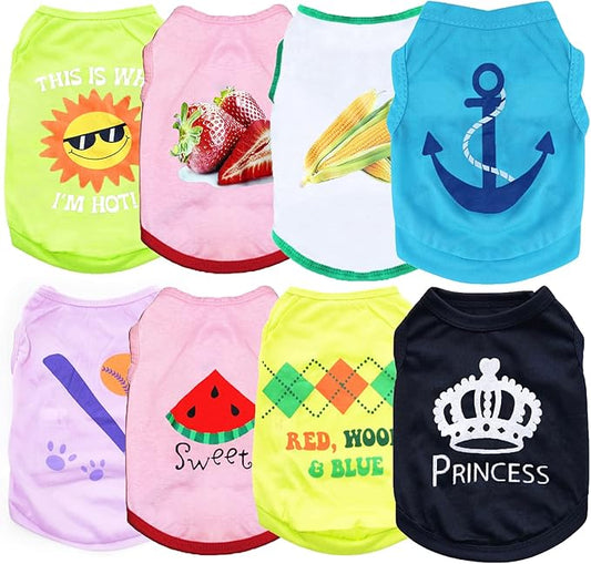 8 Pieces Dog Shirts Dogs Puppy T-Shirts Clothes Apparel for Small Medium Dogs Girl|Boy