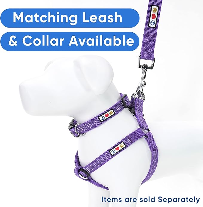 Pawtitas Medium Dog Harness - Purple, Adjustable, Reflective Step-in Harness for Senior Dogs to Puppies