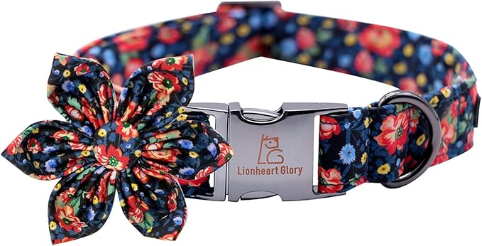 Lionheart Glory Dog Collar With Flower - Cute Floral Pattern Adjustable Pet Collar for X-Small Dogs