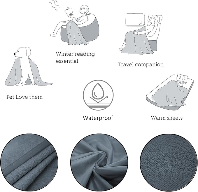 Ameritex Pet Bed Blanket Reversible 100% Waterproof Velvet Super Soft for Sofa and Bed