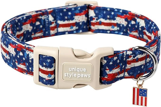 Unique style paws Dog Collar Plastic Buckle with Pendant Newspaper Star Flag Puppy Collars for Small Medium Large Boys Girls Dogs