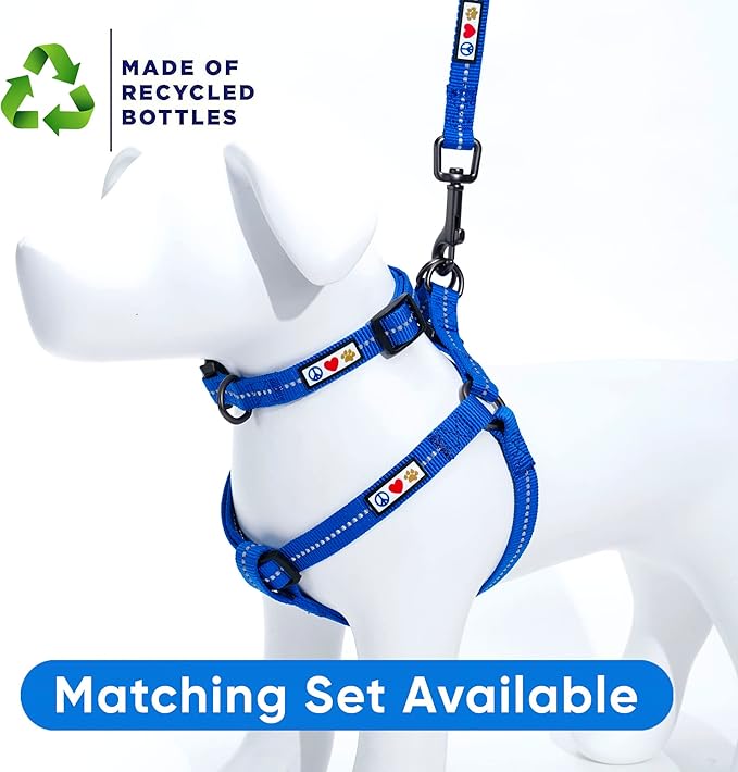 Pawtitas Recycled Dog Harness with Reflective Stitched a Puppy Harness Made from Plastic Bottles Collected from Oceans Small Blue Ocean