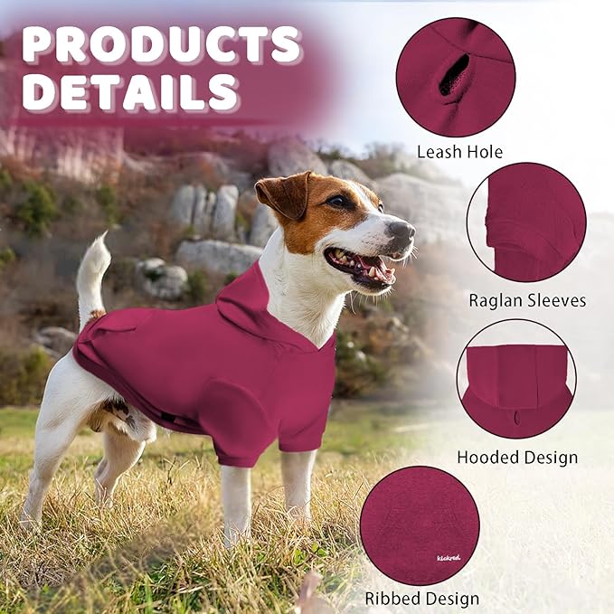 2 Pieces Basic Dog Hoodie, Soft and Comfy Cotton and Polyester Blend Dog Sweatshirt with Leash Hole and Pocket, Keep Your Puppy Warm and Stylish - Navy Blue & Red/Sleeved (XX-Large)