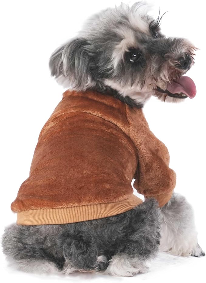 FabriCastle Dog Sweater, 3-Pack Dog & Cat Clothes, Ultra Soft and Warm Pet Jackets XXS XS for Small Dogs Boy & Cats, Winter Pet Apparel Costumes, Puppy Outfits (Camel,Khaki,Olive, X-Small)