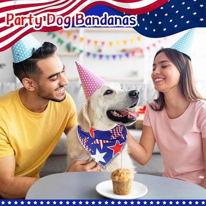 Paterr 100 Pieces Patriotic Dog Bandanas Bulk 4th of July Independence Day Pet Handkerchief Soft Dog Triangle Bibs Cute Kerchief Adjustable Washable Pet Scarf Accessory for Small Medium Puppy Cats