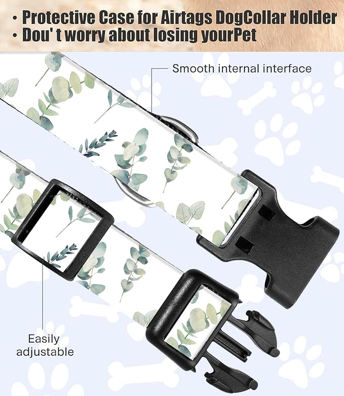 Dog Collar, Cute Dog Collar for Small Medium Large Dogs, Personalized Adjustable Soft Pet Collars with Quick Release Buckle for Walking Running, Cute Boho Leaf