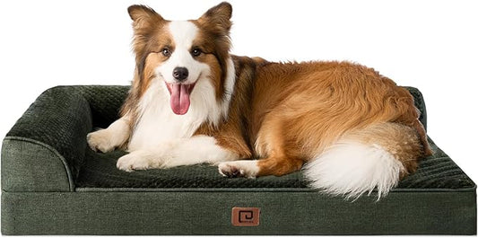 EHEYCIGA Memory Foam Dog Bed XLarge Sized Dogs, Extra Large Dog Bed Orthopedic with Washable Removable Cover, Waterproof XL Pet Bed Couch for Crate, 41x27x6 Inches, Dark Green