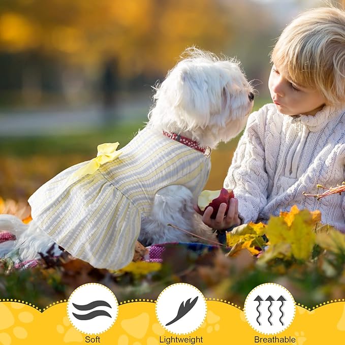 Sanwuta 8 Pieces Dog Bowknot Dresses Puppy Clothes Outfits Princess Dresses Soft Lightweight Summer Fruit Floral Pattern Pet Skirts for Girl Puppy(Small)