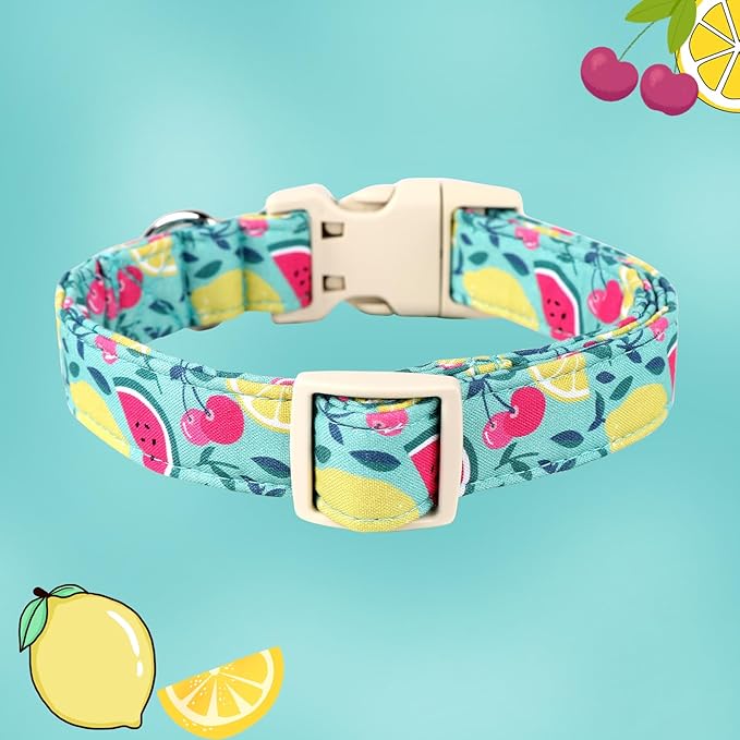 DOGWONG Cotton Dog Collar - Spring Summer Durable Soft Natural Fabric Pet Collar - Cute Wedding Puppy Necklace for Small Medium Large Dogs