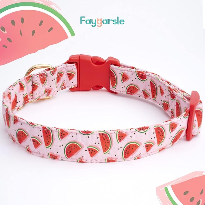 Faygarsle Cute Dog Collar for Girls Boy Dogs Soft Fancy Pet Collar with Watermelon Design Ideal Pink Summer Dog Collar for Small Medium Large Dogs M