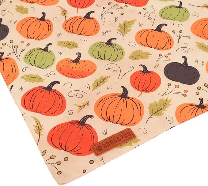 ADOGGYGO Fall Dog Bandana, Pumpkin Maple Leaf Autumn Thanksgiving Pet Scarf, Adjustable Fit Fall Bandanas for Small Dogs Pets (Small)