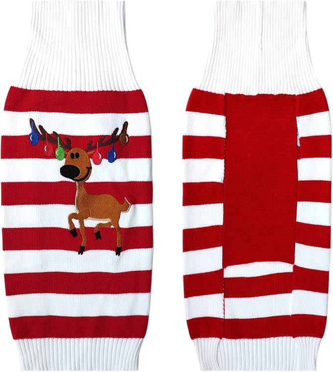 NACOCO Dog Sweater Pet Christmas Elk Bells Sweaters Halloween Reindeer for Small Dog and Cat (S, Red)