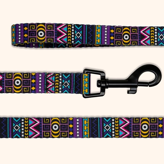 CollarDirect Aztec Dog Leash Nylon Tribal Pattern Cat Pet Leashes for Small Medium Large Dogs Puppy Lead 5 FT Long for Walking (Tribal Magenta, M, New)
