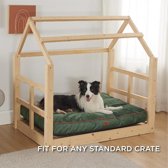 Bedsure Waterproof Dog Beds for Extra Large Dogs - 4 Inch Thicken Up to 100lbs XL Pet Mat Pillows with Removable Washable Cover, Green