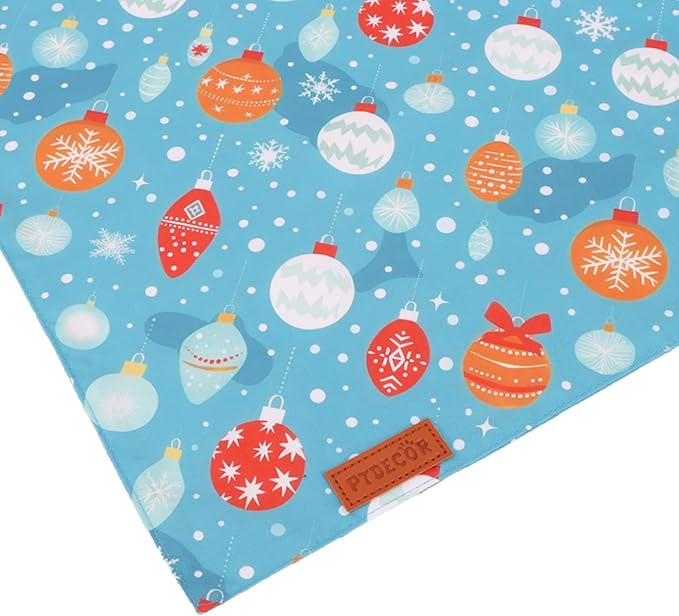 PTDECOR Christmas Dog Bandana, Xmas Light Bulb Santa Reversible Holiday Dog Scarf, Triangle Christmas Bandanas for Medium Large Dogs Pets (Large)