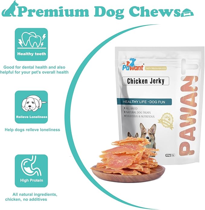 Chicken Jerky for Dogs Treats Training Snacks Dog Chew Treats Rawhide Free for Small and Large Dog 1lb/454g