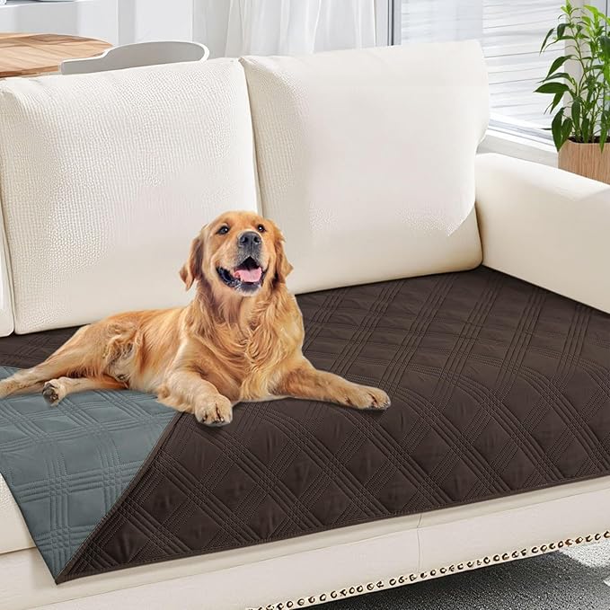 hyha Waterproof Dog Blanket, Reversible Pet Bed Blanket, Soft Sofa Couch Cover for Dogs Washable, Waterproof Pet Couch Covers for Sofa Puppy Cats Furniture Protector(30"x70", Chocolate/Dark Grey)