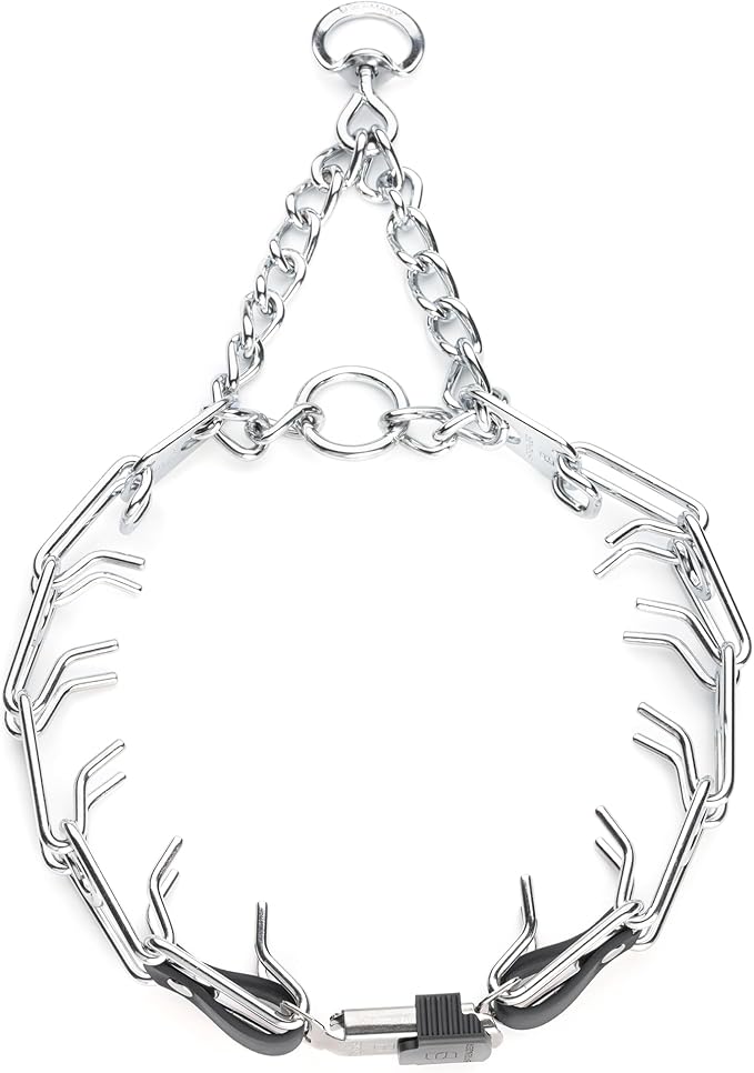 Herm Sprenger Chrome Plated Steel Dog Collar with Quick Release ClicLock Buckle and Biothane Insert Training Collar for Dogs Made in Germany (Black, 25in x 4.0mm(Neck Size up to21-22in))