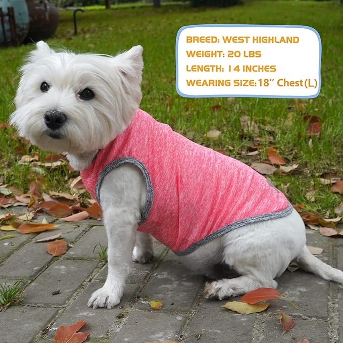 KYEESE 2 Pack Dog Shirts Quick Dry Soft Stretchy Dog T-Shirts with Reflective Label Tank Top Sleeveless Vest for Small Dogs Sun Protection Pet Clothes, Coral Red+Grey, XL