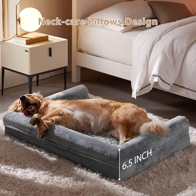 BFPETHOME Dog Beds for Large Dogs, Orthopedic Dog Bed for Medium Large Dogs,Big Waterproof Couch Pet Bed with Removable Washable Cover
