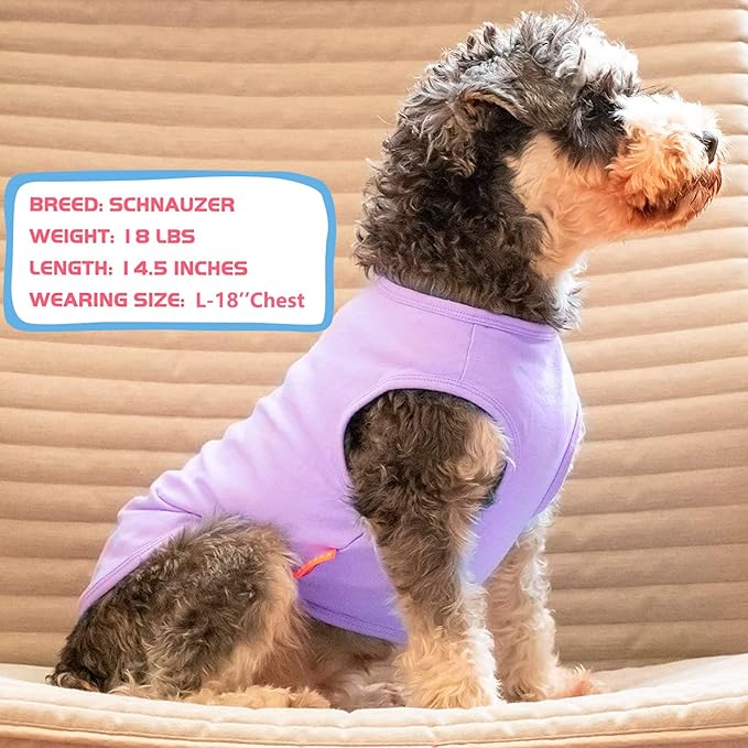 KYEESE 2Pack Dog Shirts Striped T Shirt Cotton Tank Top Soft Tee for Small Dogs Lightweight Clothes Sleeveless Dog Vest, Medium,Purple+Striped