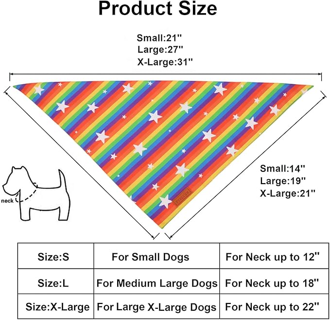 PTDECOR Rainbow Dog Bandanas Pride Day, Multi Size,“Love is Love” Pet Scarf Reversible Triangle LGBT+ Rainbow Bandanas for Small Dogs Pets (Small)