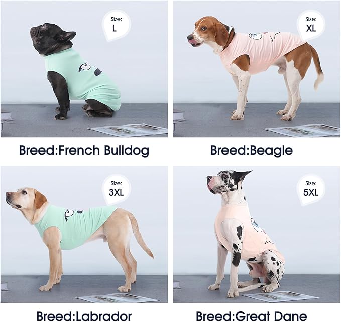 IECOii 2 Pack Pet Tank Top Tee Sleeveless| Large |Summer Dog Clothes Apparel,Pet Funny Costume Doggy T-Shirts Clothing for Medium Dog Puppy Outfit Keep Body Heat Hot Weather Outdoor Play, Pink+Blue