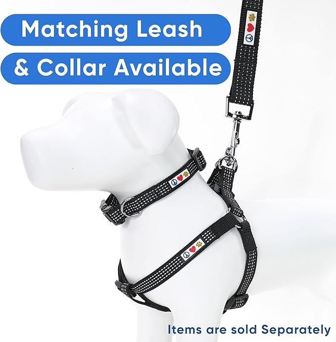 Pawtitas Small Dog Harness - Black, Reflective, Adjustable Step-in Harness for Senior Dogs to Puppies