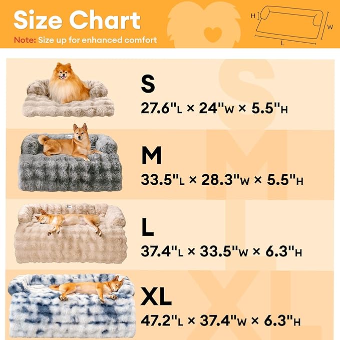 FUNNYFUZZY Calming Dog Bed Mat, Fluffy Fuzzy Couch Cover for Sofa, Furniture Protector with Removable Washable Cover for Small Dogs and Cats (Tie-dye Grey,27.56 × 24.02 × 5.51 in)