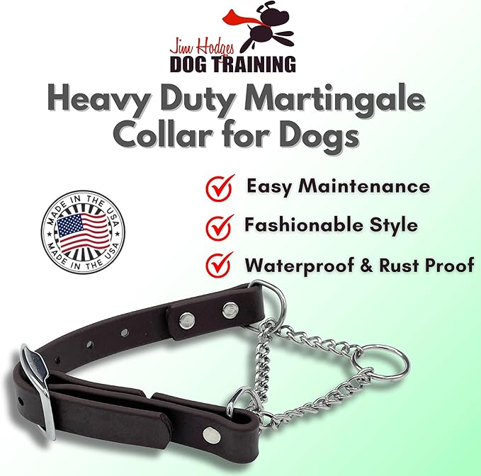Martingale Collar for Dogs, Biothane, Stainless Steel Hardware, No Pull, Made in The USA, Professional Grade, XXS, Brown