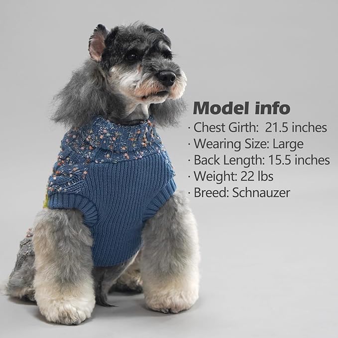 KYEESE Dog Sweater Color Block with Fuzzy Thread Knitted Turtleneck Dog Knitwear with dots in a Variety of Colors for Small Dogs Fall Winter Puppy Sweater, Green, XS